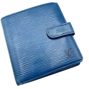 Louis Vuitton Blue Epi Leather Compact BiFold Wallet Unisex Vintage 98 Authentic
